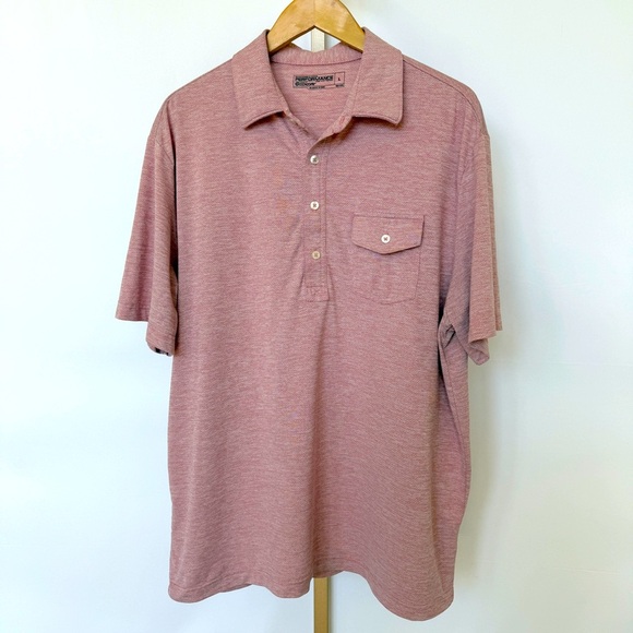Roundtree & Yorke Men's Heathered Red Polo Shirt L Short Sleeve Casual Summer - Picture 1 of 8